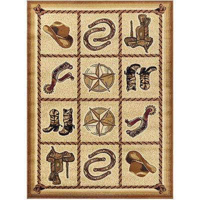 Western Denim Pattern Area Rug, Accent Rug