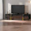 Meuble télé et centre de divertissement de luxe noir, grand rangement en MDF de style moderne