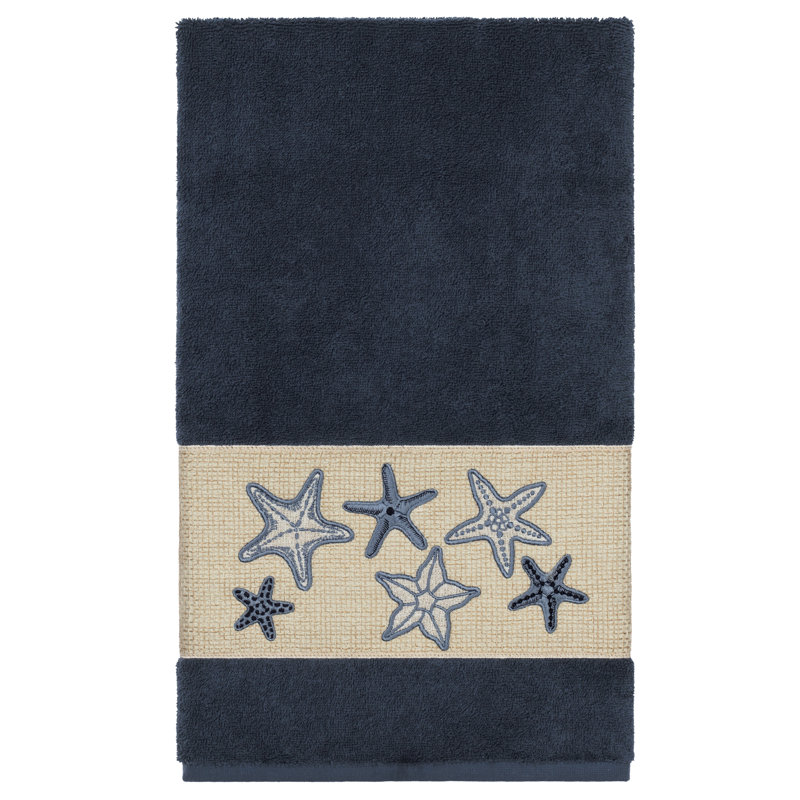 Serviette de bain en coton turc Lydia, Bleu minuit