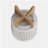 8" CHEVRON PLANTER W/ WOOD STAND, BEIGE