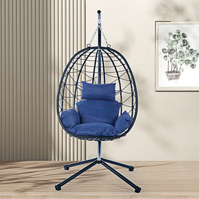 Fauteuil à œufs avec support Balancelle d'extérieur pour l'extérieur en osier