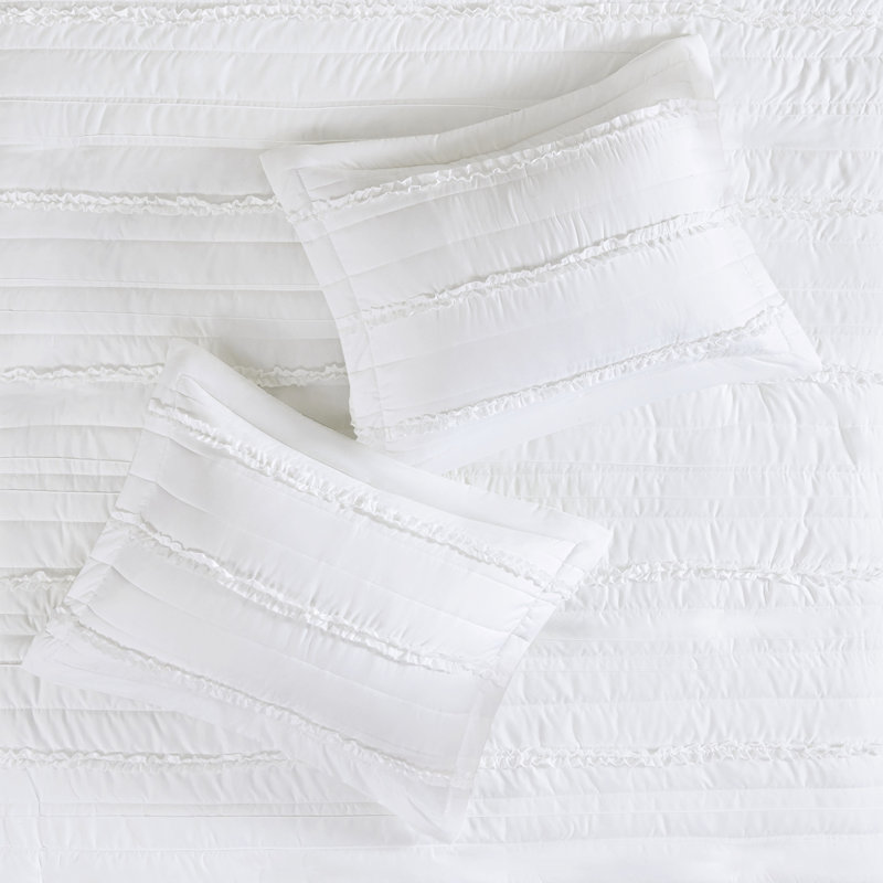 Housse de couette pour lit double / grand lit avec broderie et fermeture à boutons élégante 4 pièces en détails blancs