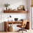 70.9" Long Floating Shelve for Wall, Solid Wood Wall Shelf with Hand-Carved Herringbone Design