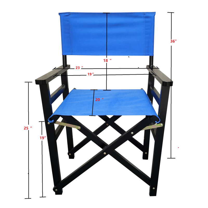 Chaise de réalisateur pliante en bois 2 pièces / ensemble, Siège bleu / cadre noir