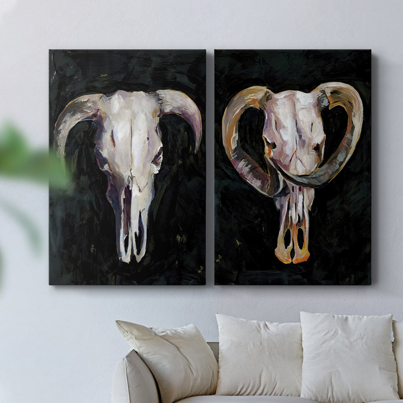 Horned Skull I-Premium Gallery Wrapped Canvas -Ready to Hang