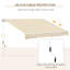 Auvent de patio rétractable auvent 12 pi x 8 pi, manivelle manuelle, tissu 280G / M et eau, structure en aluminium pour terrasse, balcon, cour, abri blanc crème, manivelle, cadre, cour