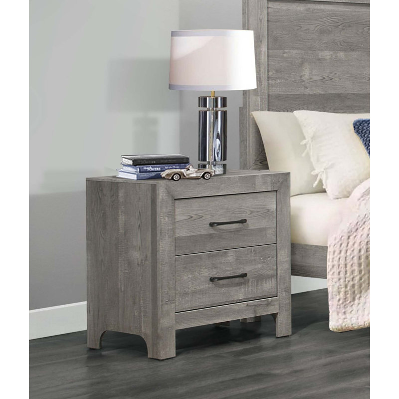 Table de chevet de style rustique 1Pc avec 2 tiroirs de style transitionnel
