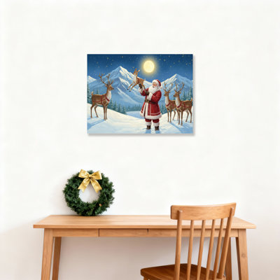 «Santa Reindeer Moonlight», art mural sur toile