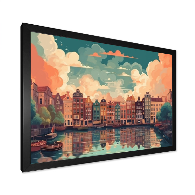 Peaceful Amsterdam III sur toile, Cadre photo noir, H 12 po x l 20 po x P 1 po