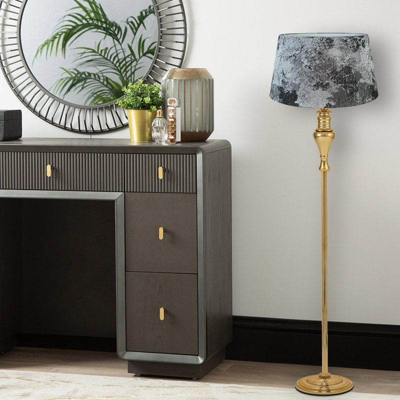 Roxy 161.5cm Traditional Floor Lamp, Camouflage Gray, Gold