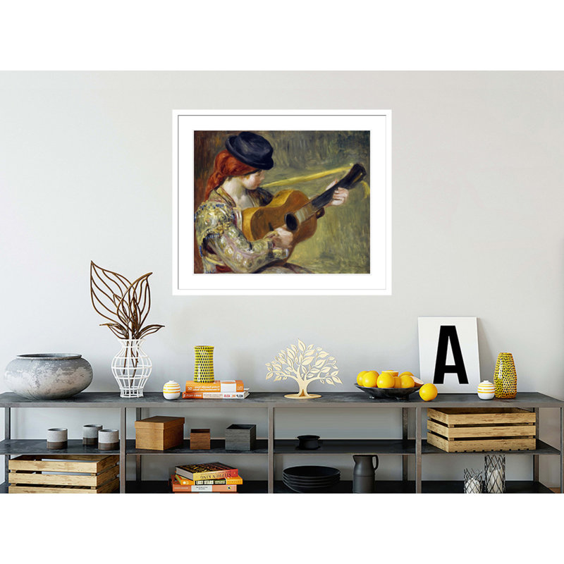 «Girl With a Guitare» par Pierre-Auguste Renoir, impression giclée sur cadre, H 33,5 po x l 39,57 po