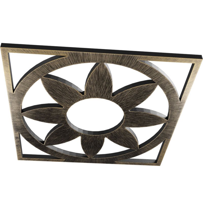 Médaillon de plafond percé en PVC de qualité architecturale Blume, H 16 po x l 16 po x P 0,5 po, Or pâle antique