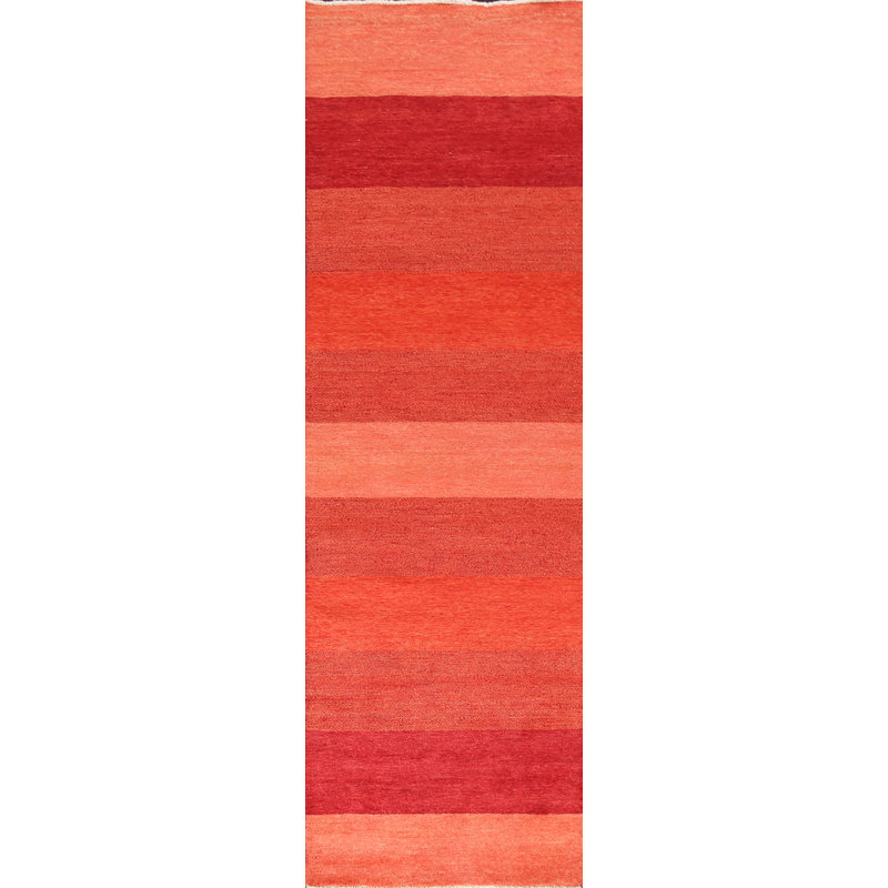 Tapis de couloir oriental moderne en laine Gabbeh Kashkoli noué à la main 3 x 10