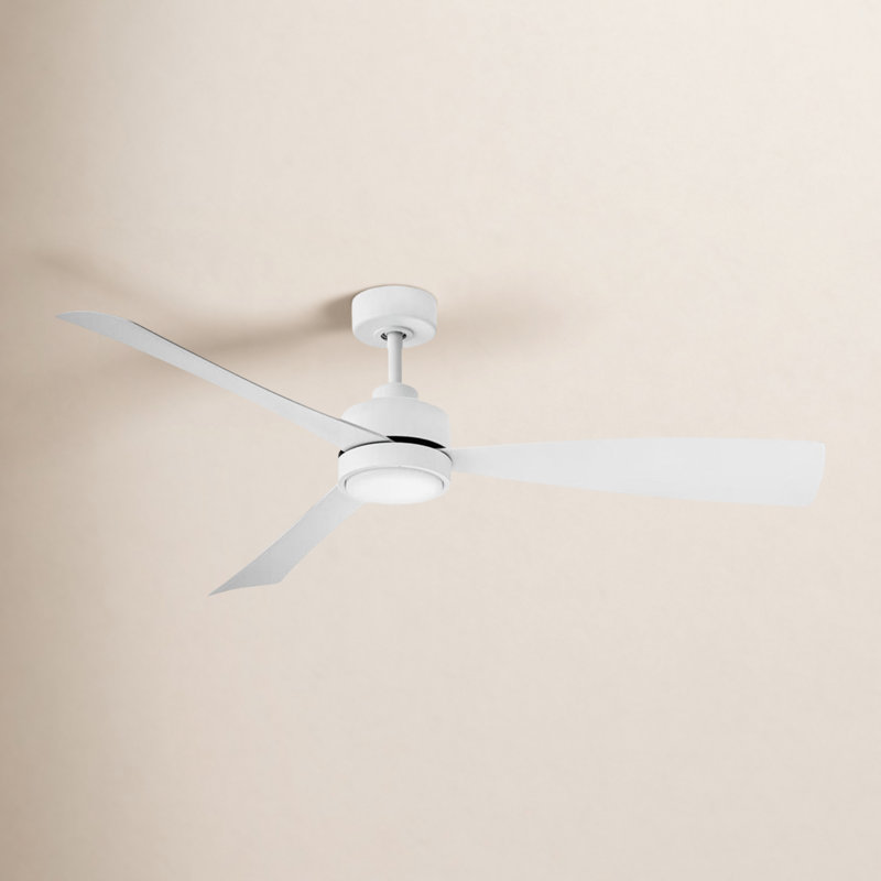 Ventilateur de plafond 56 po avec lumières DEL Trini, Blanc mat / naturel