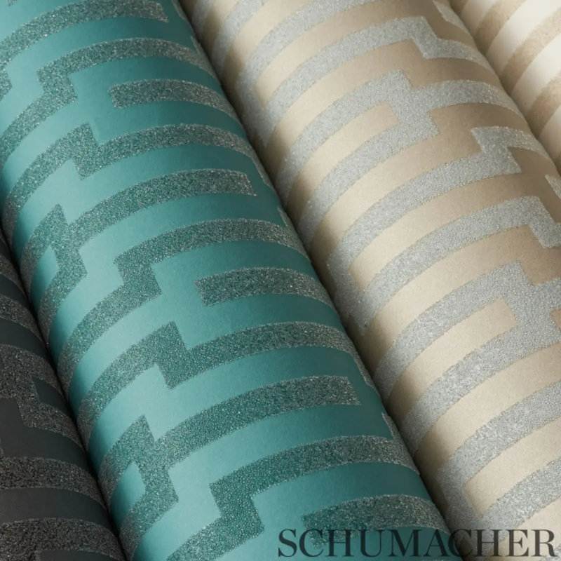 Metropolitan Fret Wallpaper, Turquoise