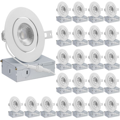 QPLUS 4 Inch Adjustable Eyeball Gimbal LED Recessed Light Canless, 10W, Dimmable, ETL Listed