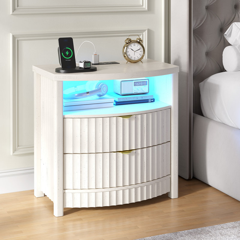 60cm W Bedside Table, White
