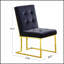 Élégante chaise de salle à manger capitonnée avec base en acier inoxydable à finition dorée, parfaite pour le confort et le style dans toute salle à manger.-1805348683-1805348685