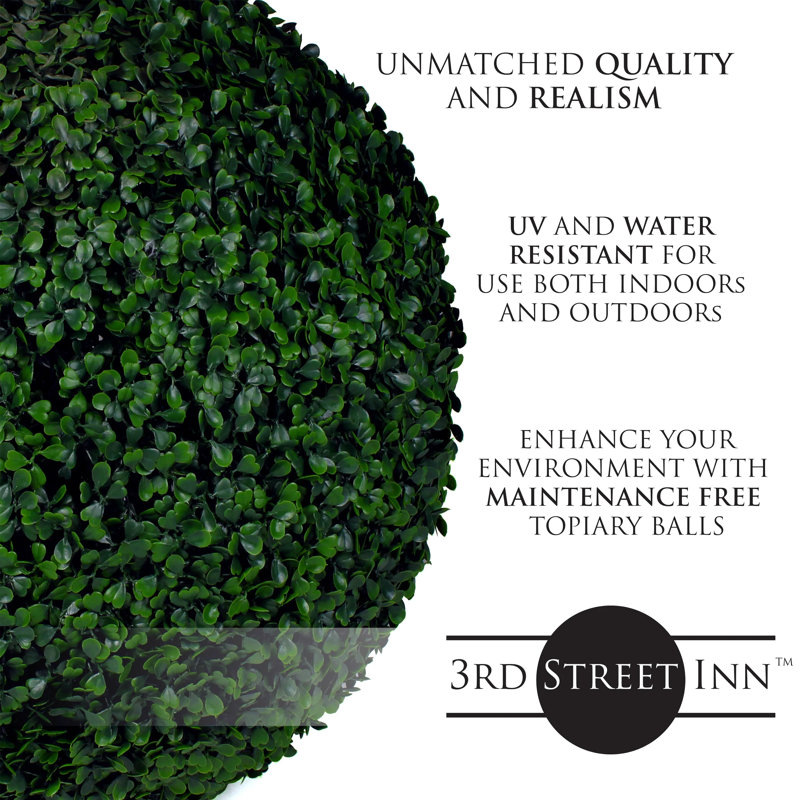 Faux Boxwood Topiary, 15" H x 15" W x 15" D, 2