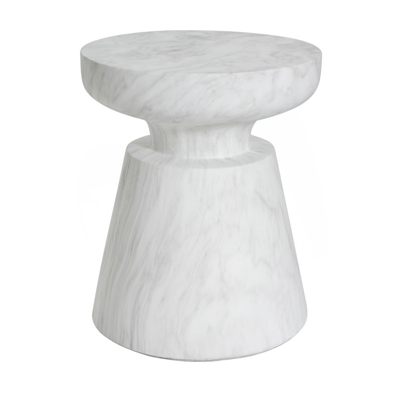 Outdoor Travertine Side Table, White