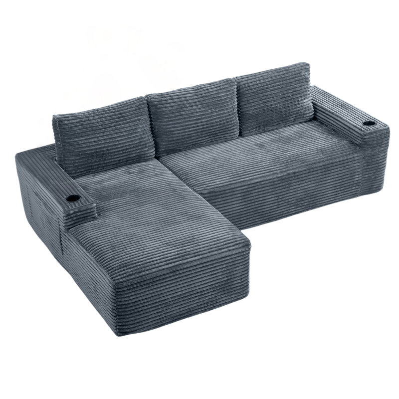 Canapé modulaire 104 po Cloud, canapé modulaire moderne avec assise profonde et méridienne en L, aucun assemblage requis