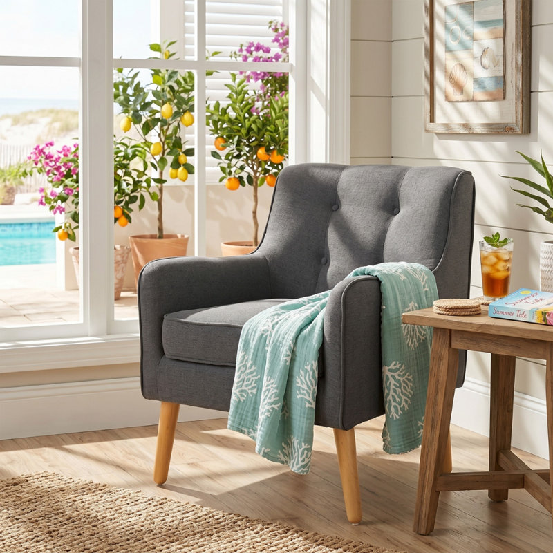 Fauteuil rembourré Alcide, Gris anthracite