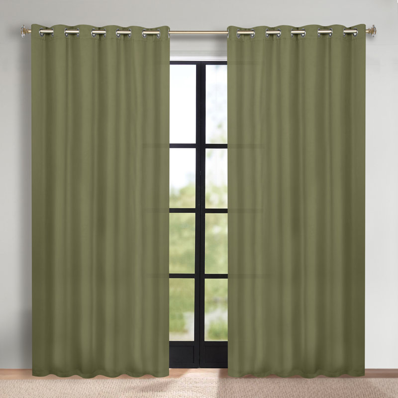 Paire de rideaux obscurcissant avec œillets Millendon, Vert olive, L 70 po x L 108 po