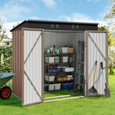 Aiho 6 ft. W X 4 ft. D Galvanized Steel Horizontal Storage Shed