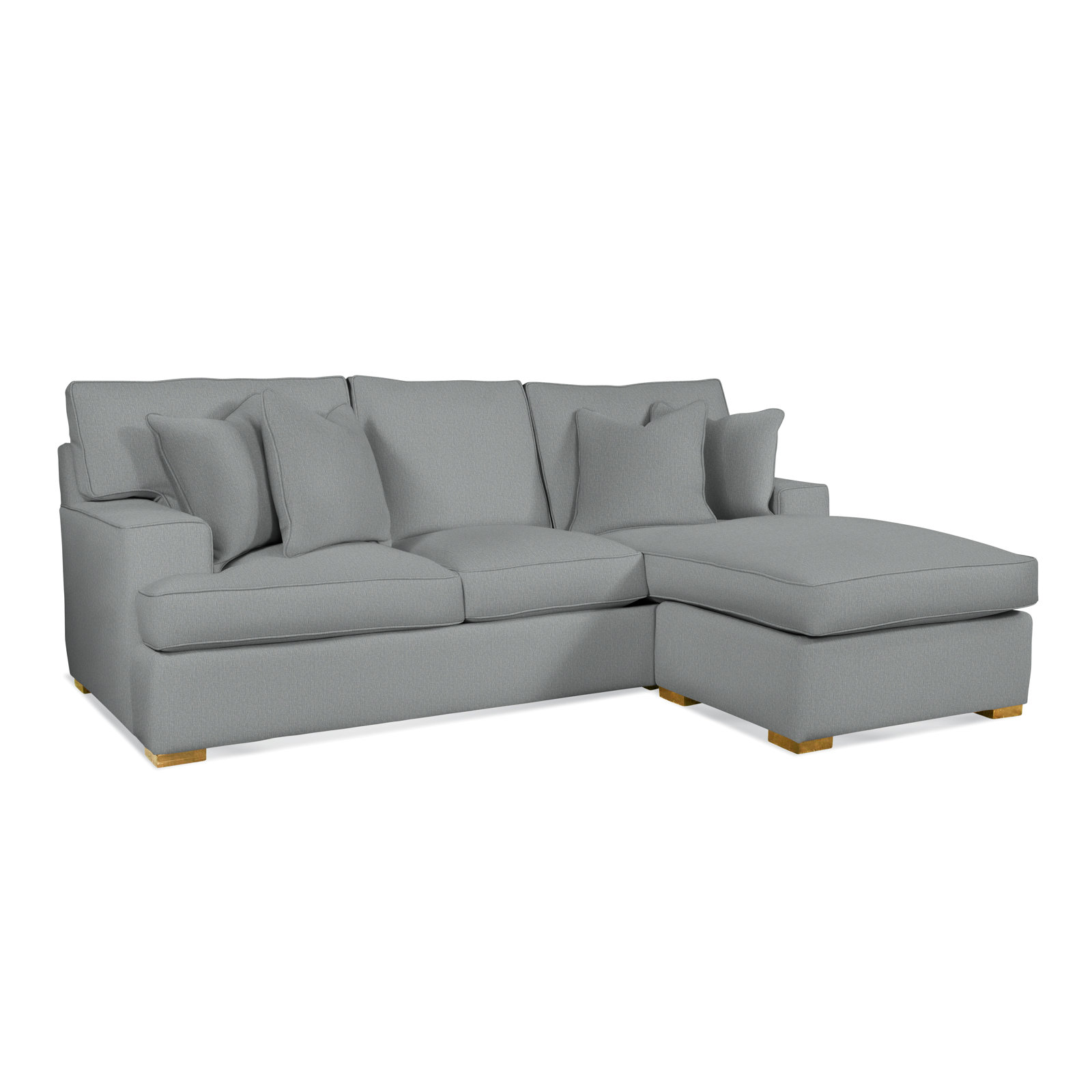 Sadie 97" Wide Reversible Sofa & Chaise with Ottoman, Light Blue Performance Fabric; 0851-55, Honey Finish