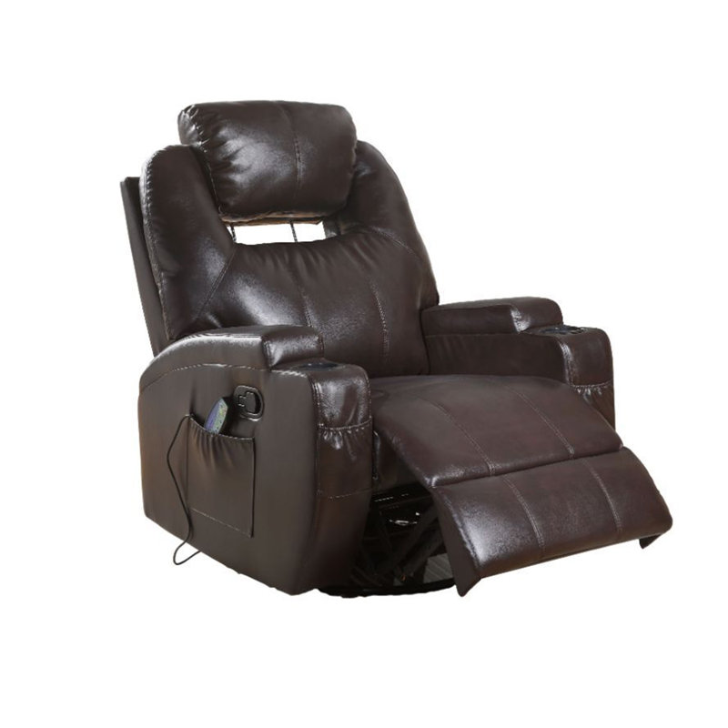 Faux Leather Power Recliner, Brown Faux Leather