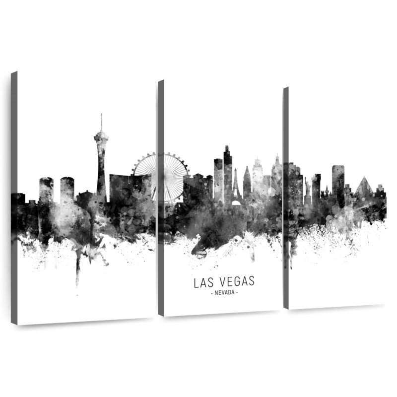 Nicci Las Vegas Nevada Skyline Name BW, 48" H x 74" W