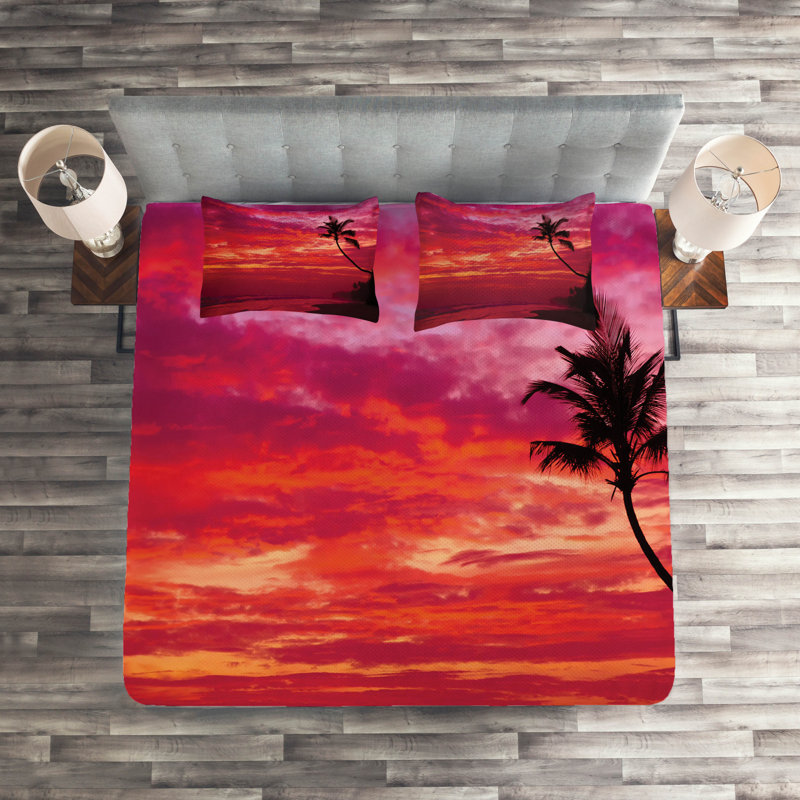 Hypnotic Coastal Polyester Coverlet, King Bedspread + 2 Shams