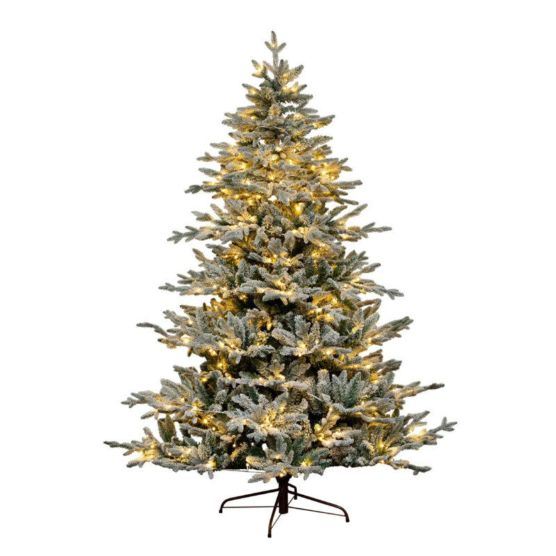 Sapin de Noël artificiel en flocons pré-éclairé avec technologie Instant Connect, 7'