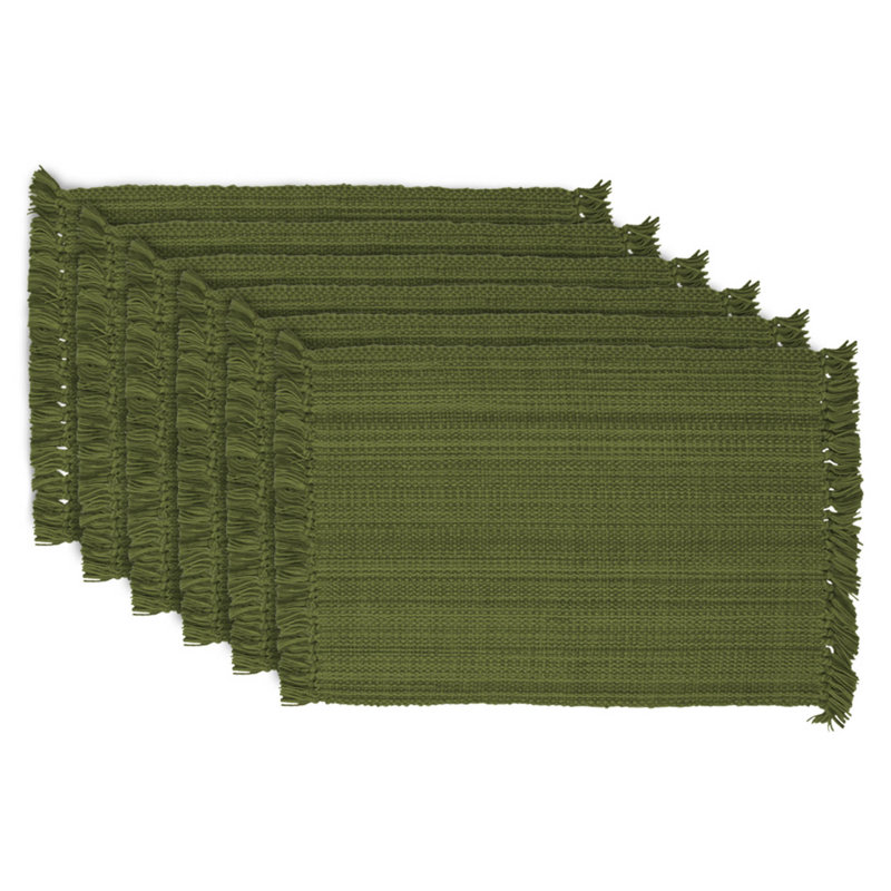 Ensemble de napperons en coton Wieland, Olive, À rayures