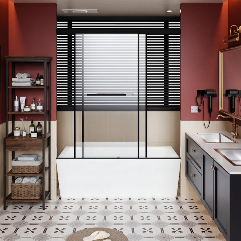 Portes coulissantes doubles en aluminium 60 po x 62 po avec rail à fermeture en douceur, 30 réglages, joint allongé et espace pour l'intérieur de la salle de bain Porte de douche silencieuse à fermeture en douceur, installation, imperméabilisation améliorée, moderne