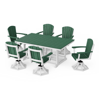 Heritage 7-Piece Swivel Chair Rectangular Dining Set