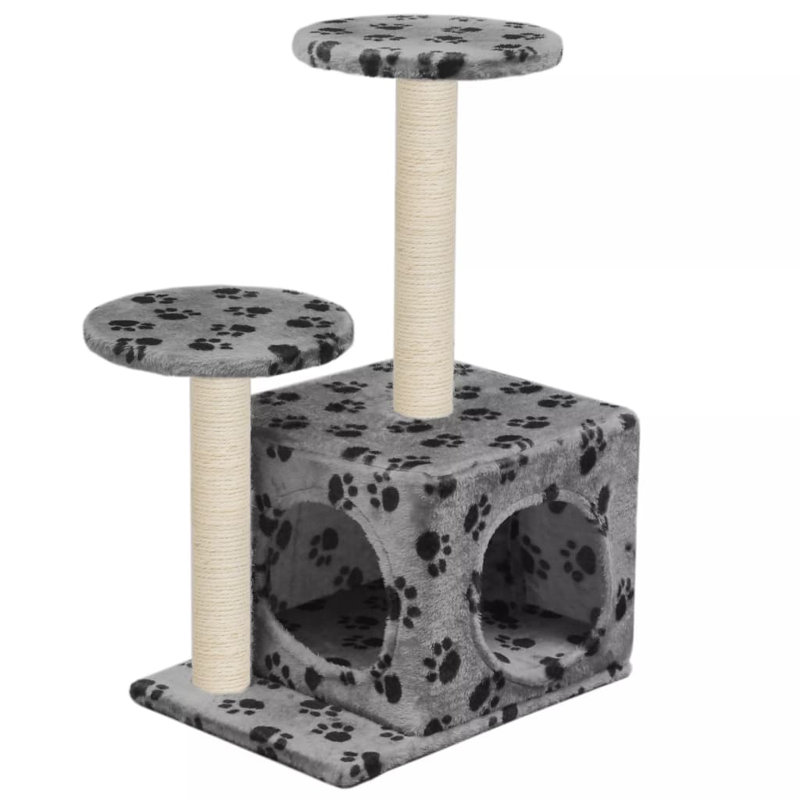 vidaXL Cat Tree with paw prints, Grey