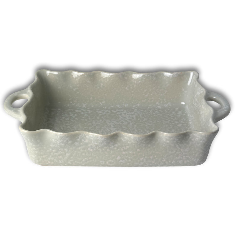 Cozina Ruffled Baker, Gray, 3.25" H x 13" W x 9" D
