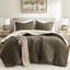 Couette marron pour lit double/queen - Garnissage en chenille gaufrée - Literie réversible et chaude pour un repos paisible