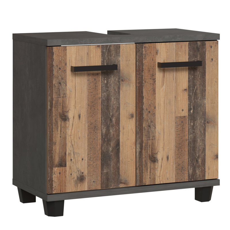 Veris Under Sink Cabinet, Walnut/Dark Grey
