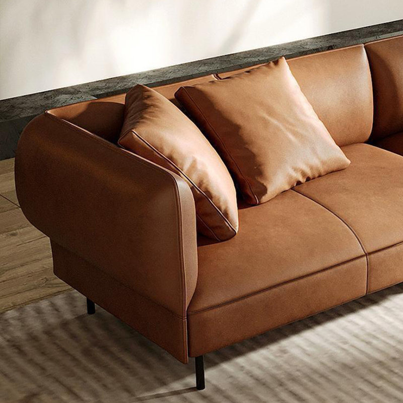 Canapé en cuir rétro italien rétro, H 26,77 po x l 110,23 po x P 41,33 po