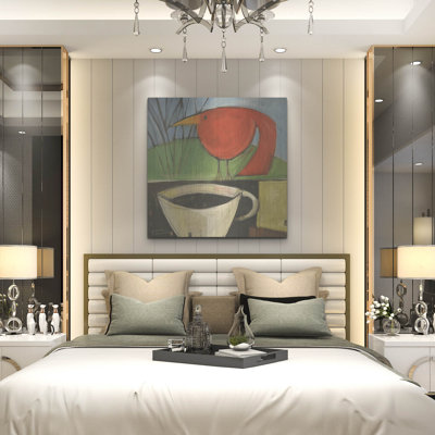 «Coffee and Red Bird» par Tim Nyberg, art mural en métal