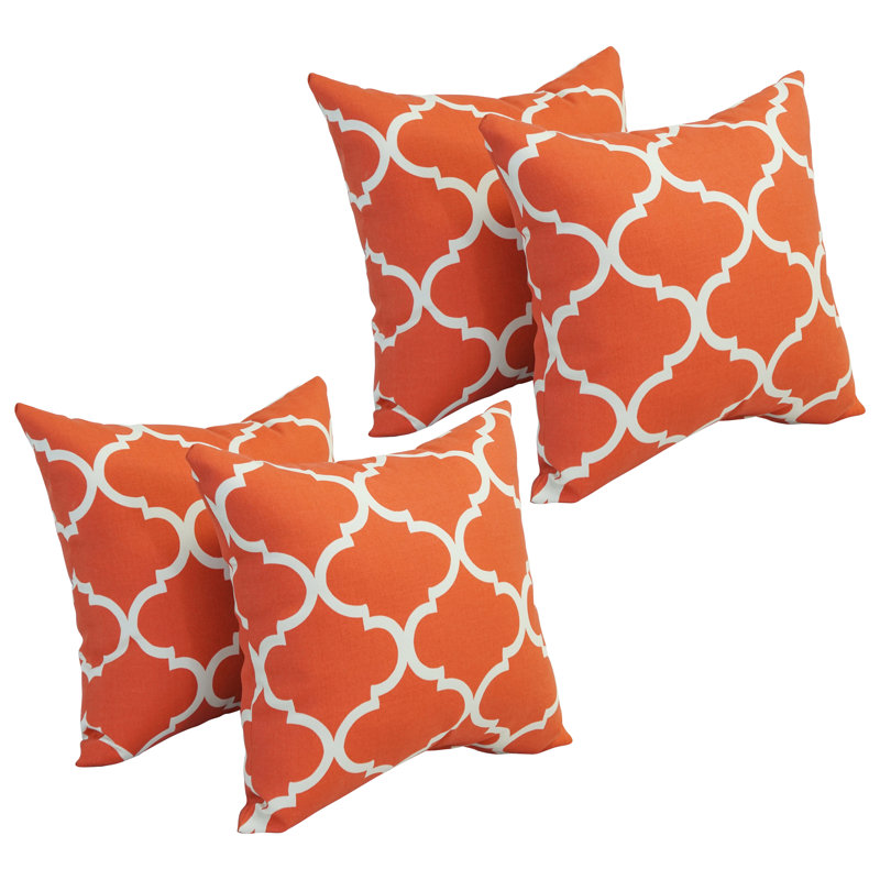Outdoor Cushion Collection Indoor/Outdoor Geometric Throw Pillow, Landview Mango