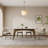White + Nut-brown Rectangular Sintered Stone + Solid Wood Dining Table-210677397