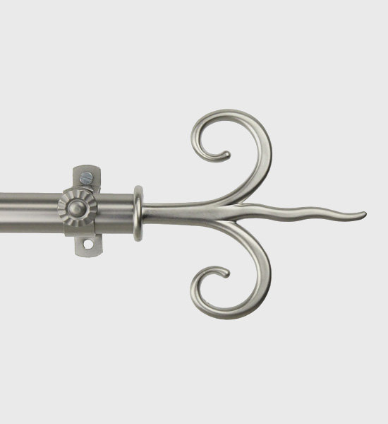 Tringle à rideaux simple Lysia, 120 po à 170 po, Nickel satiné