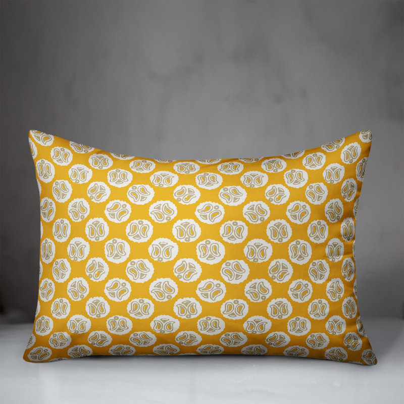 Guardian Angel Geometric Reversible Throw Pillow, Yellow/Gray