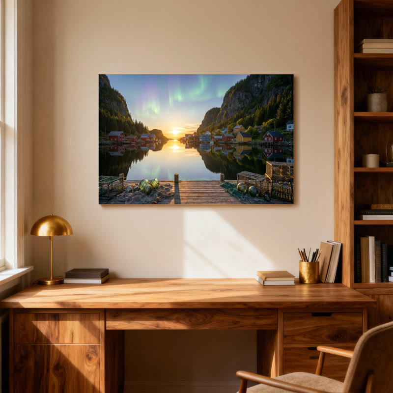Paysage et nature Northern Lights Sunset Village, H 24 po x l 36 po