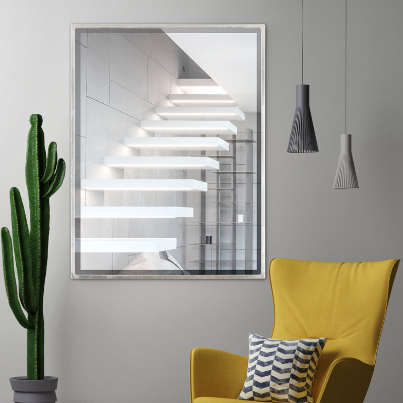 Miroir d'appoint Bugarin, H 24,62 po x l 36,62 po, Feuille brune argentée