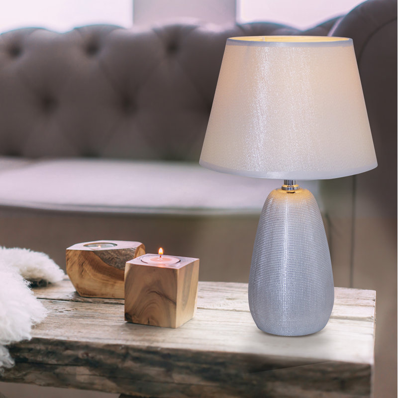 Tyrell Ceramic Table Lamp, Silver