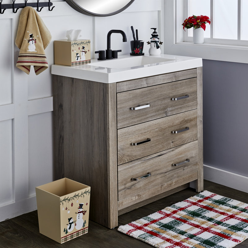 Rustic Plaid Snowman MDF Holiday Tissue Dispenser
